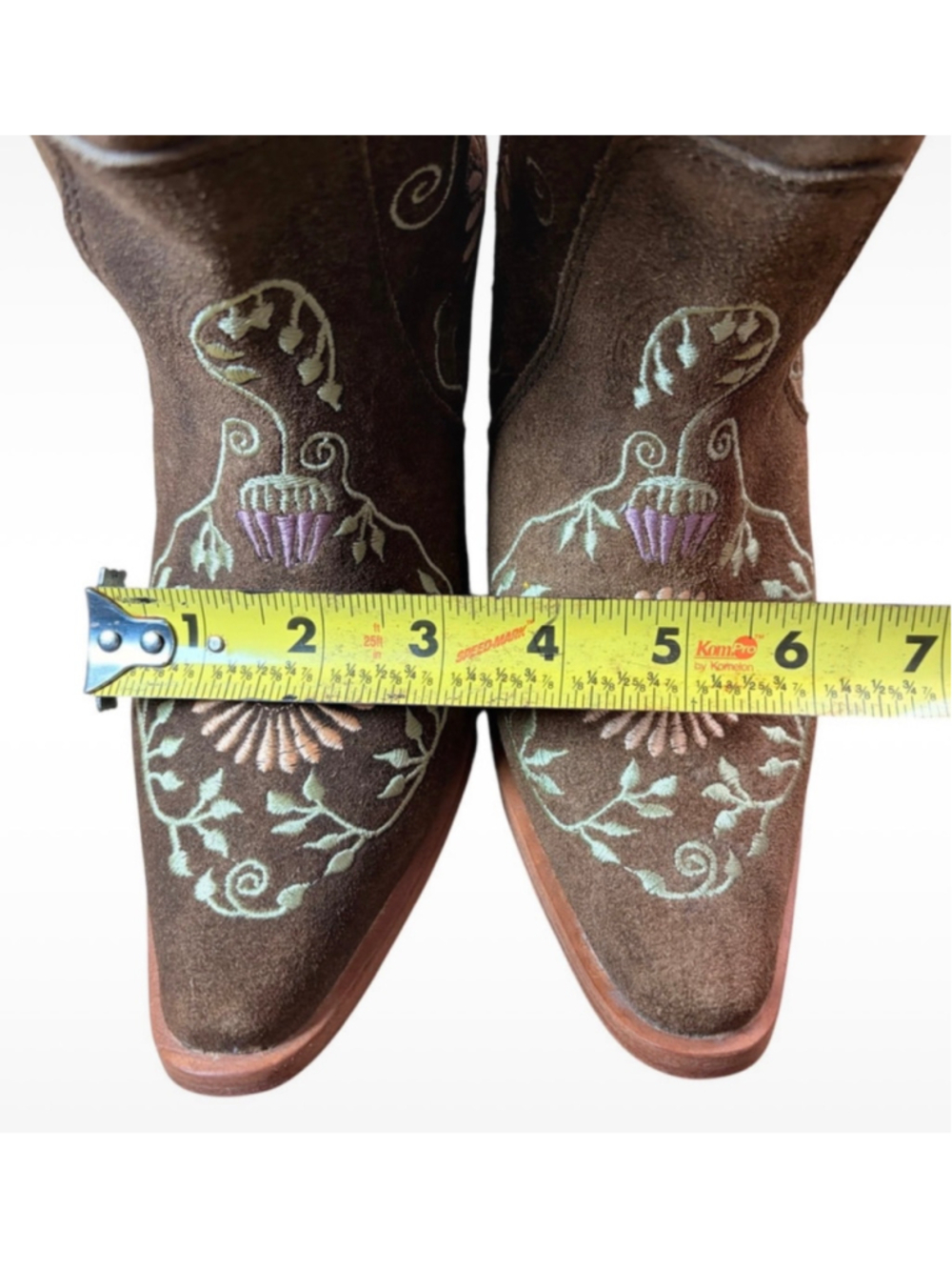 Agave Sky Vaquera Holly Suede Floral Embroidered Cowgirl Western Boots Size 6 - Picture 10 of 12